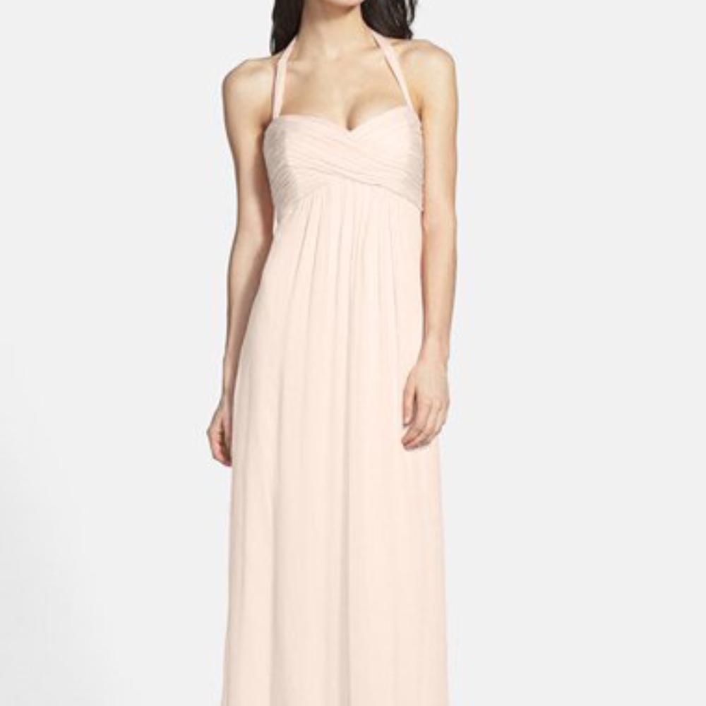 Amsale Chiffon Halter Pink Bridesmaid Dress